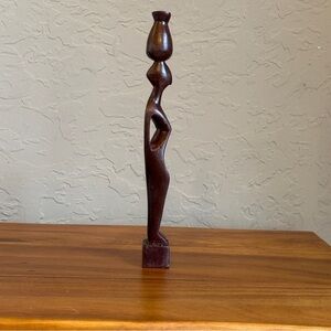 Shadow Art Hand Carved wooden Women with basket or bucket‎ on head Tribal Statue